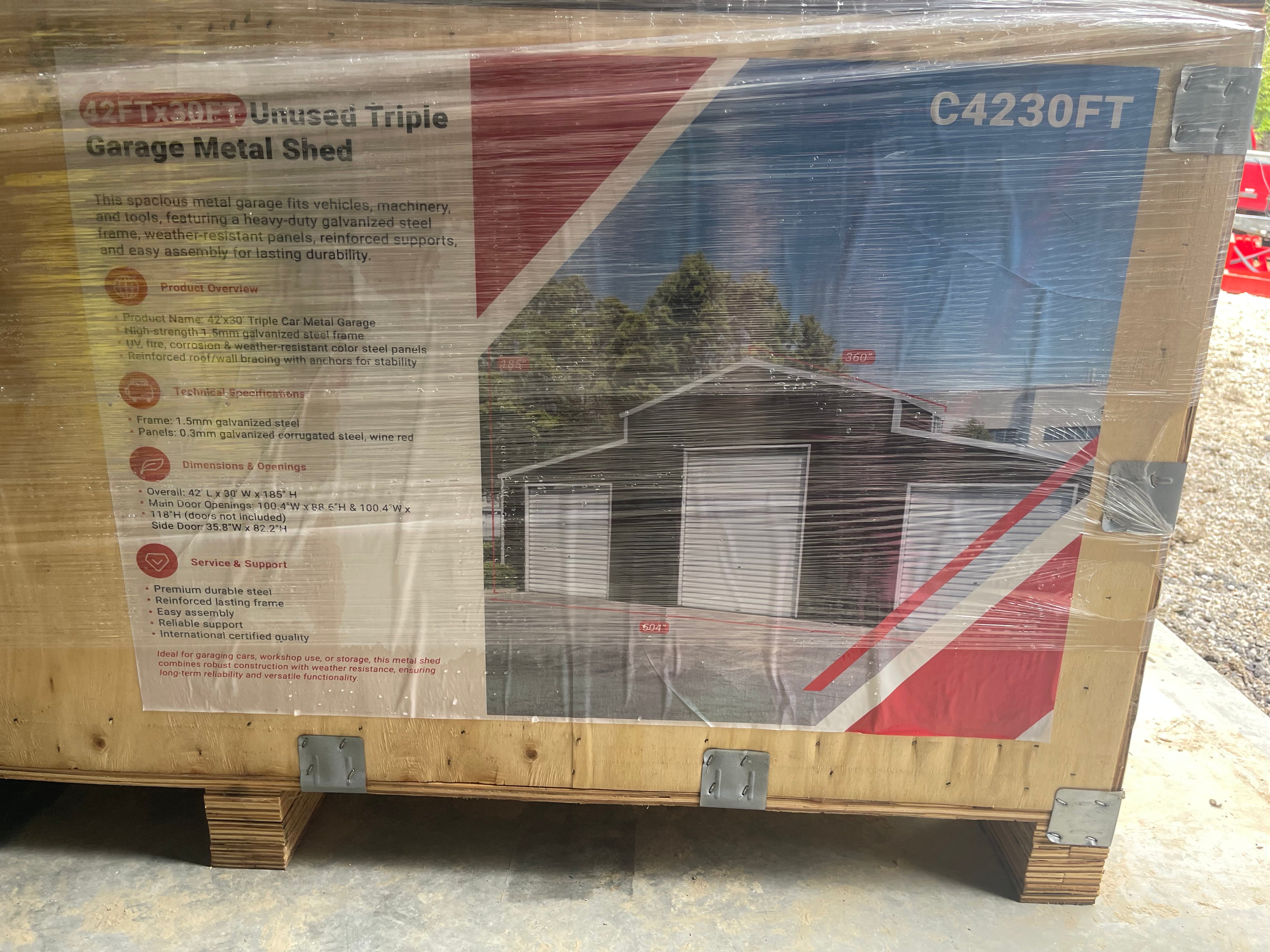 SDLANCH C4230FT 42ft x 30ft Triple Garage Metal Shed