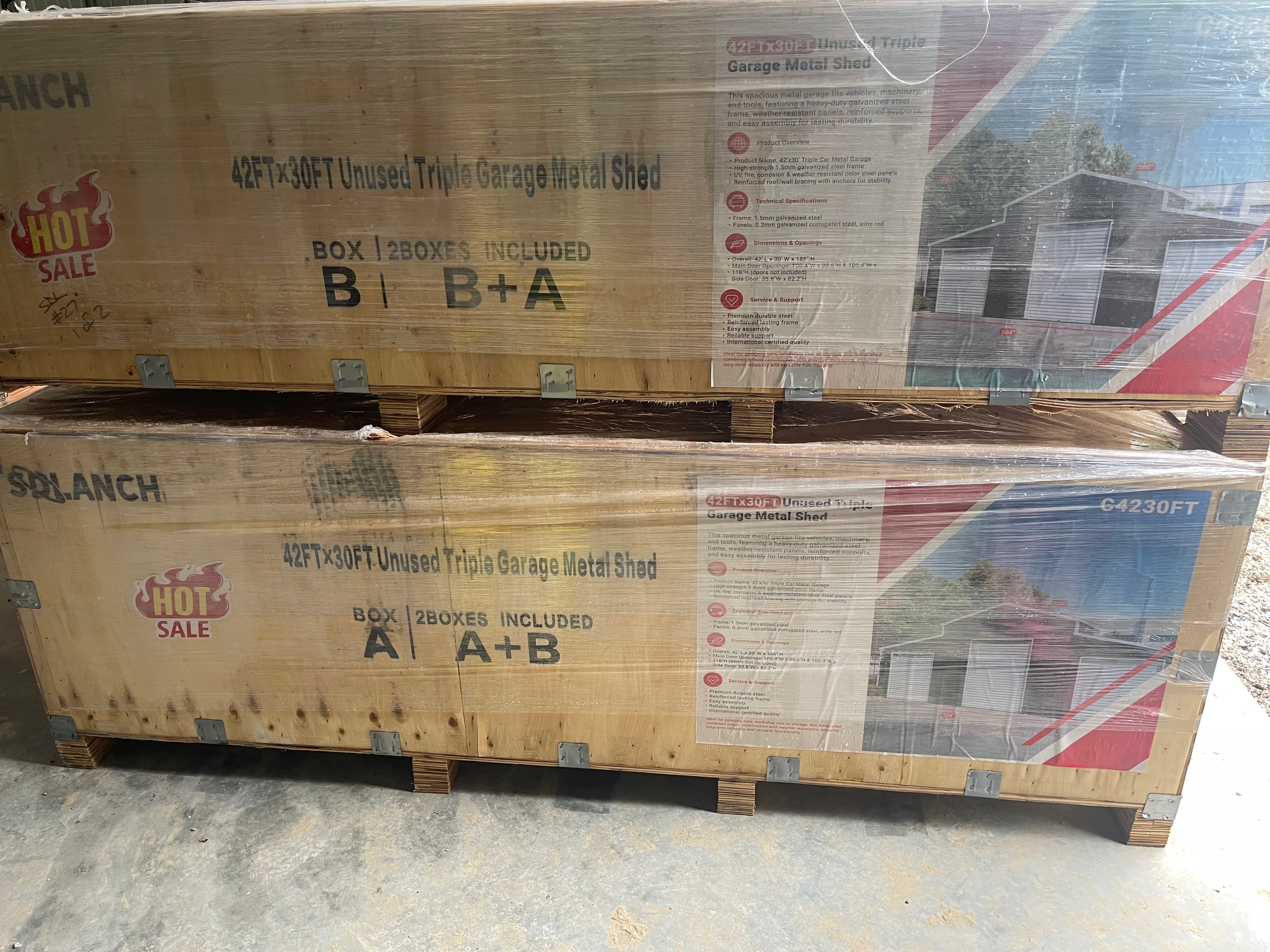 SDLANCH C4230FT 42ft x 30ft Triple Garage Metal Shed
